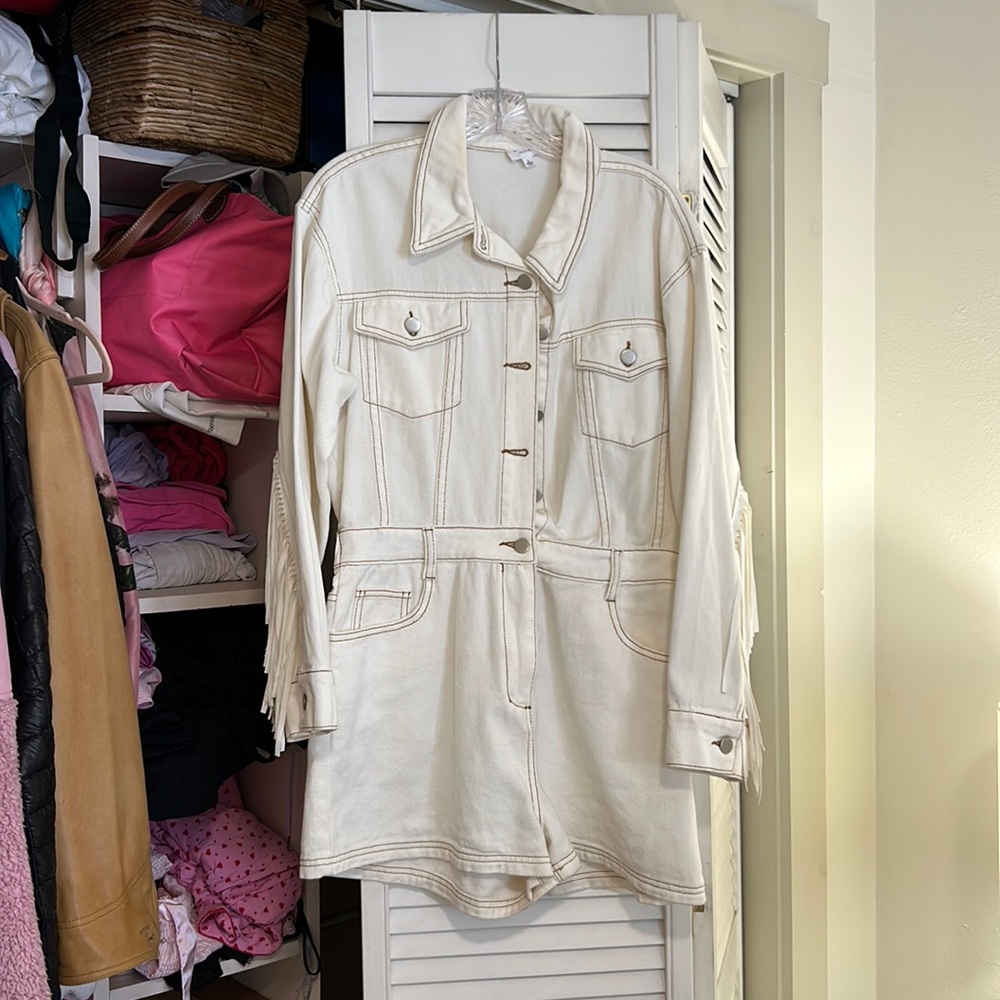 LELIS white fringe romper